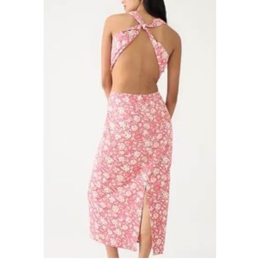 J.Crew Collection Pink Floral Open Back Cutout Midi Dress 4 Re-Imagined